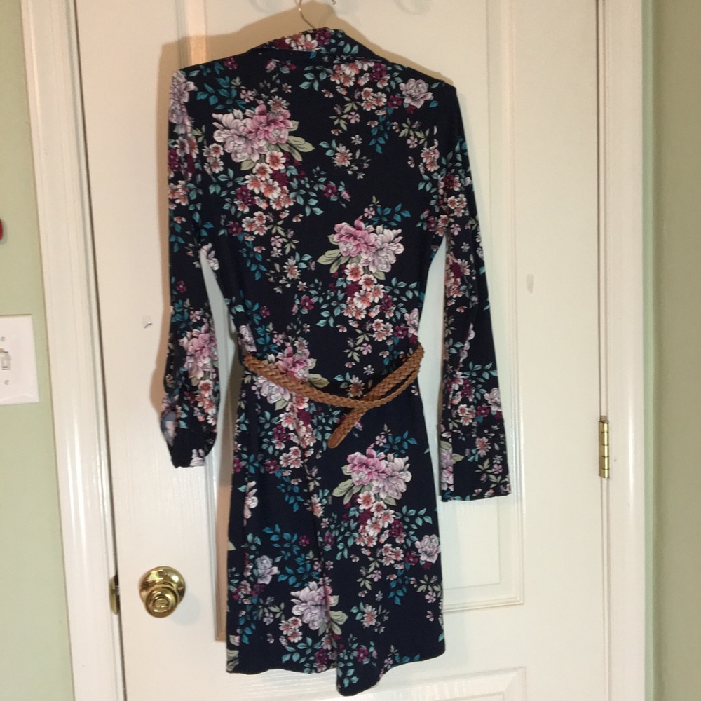 NEW Belted Long Sleeve Shirt Dress - Picture 1 of 8